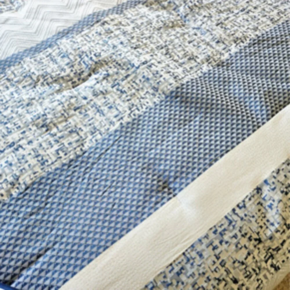 Queen 7 pc Harmony Jacquard Comforter Madison Park Set Navy & Silver - Picture 11 of 14